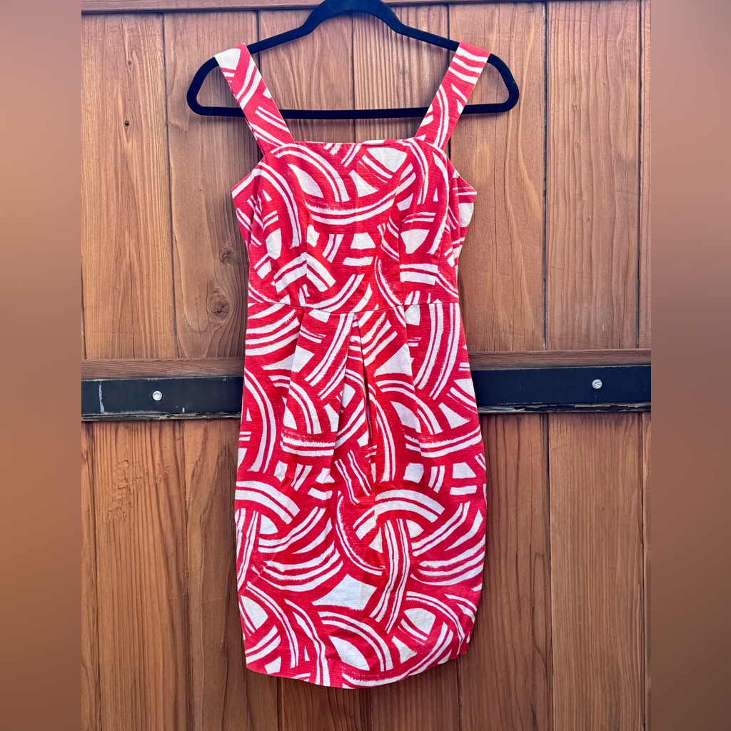 Banana Republic White & Red/Orange Summer Beach Sleeveless Sheath Dress